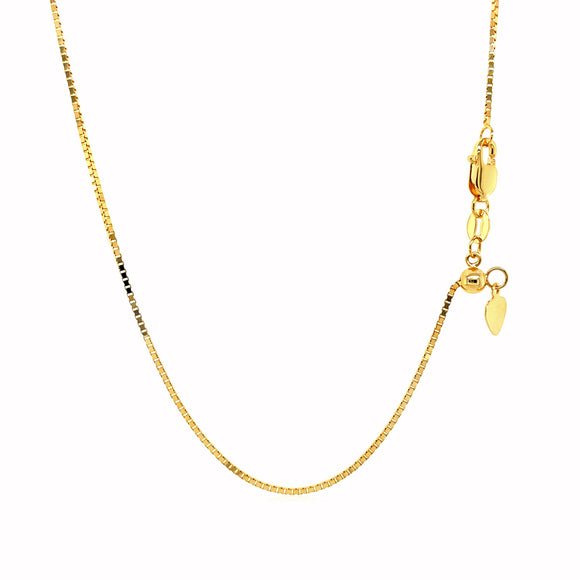 Brand New 14k Yellow Gold Adjustable Box Chain (0.85 mm)