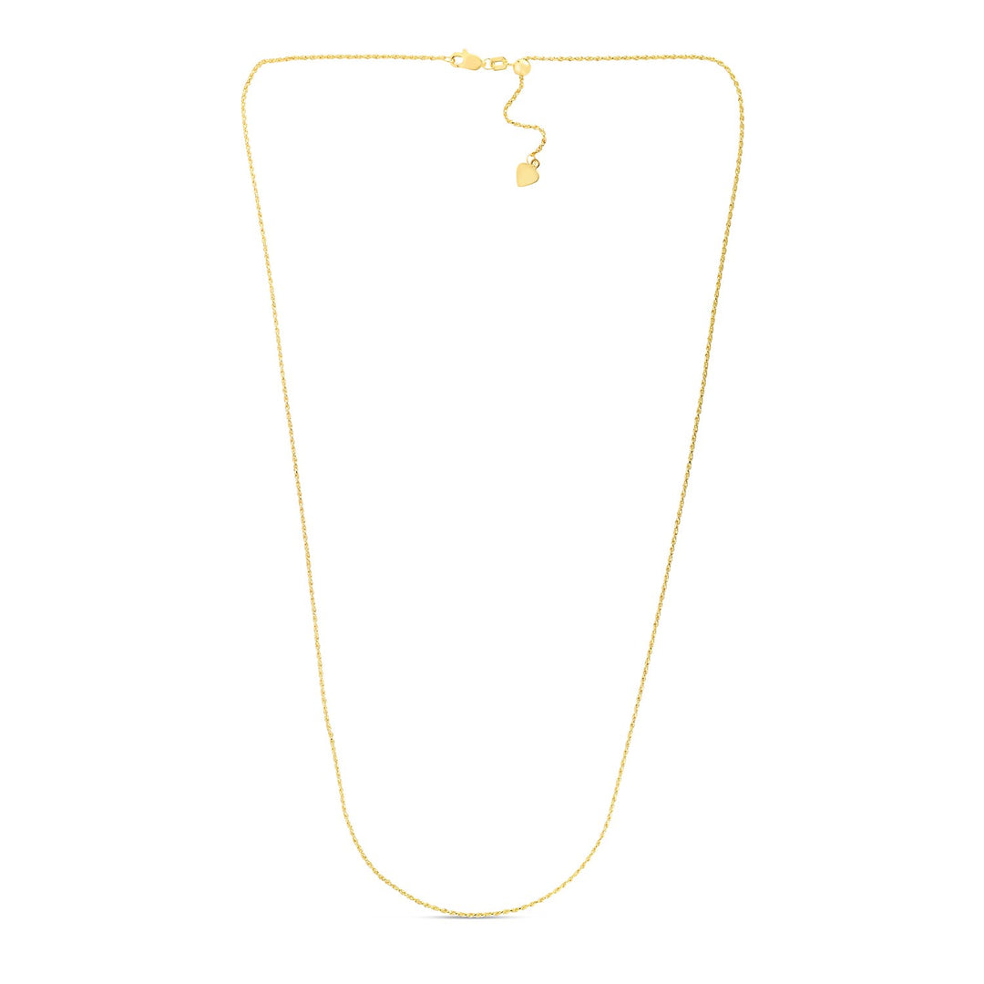 Brand New 14k Yellow Gold Adjustable Rope Chain (0.95 mm)