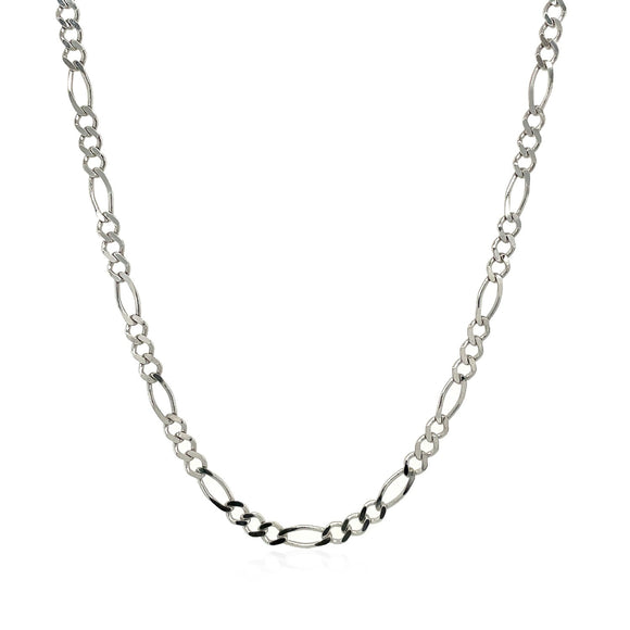 Brand New 14k White Gold Solid Figaro Chain (2.60 mm)