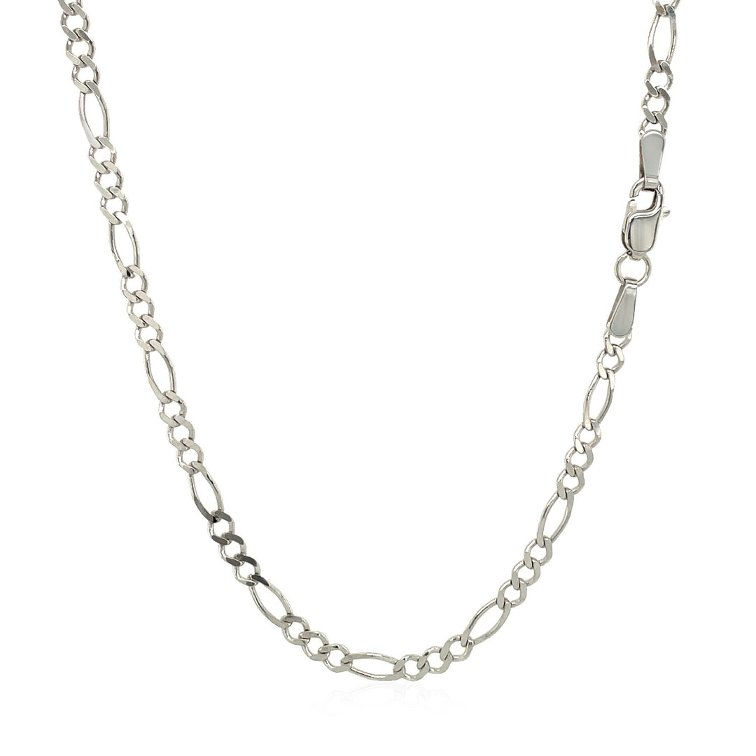 Brand New 14k White Gold Solid Figaro Chain (2.60 mm)