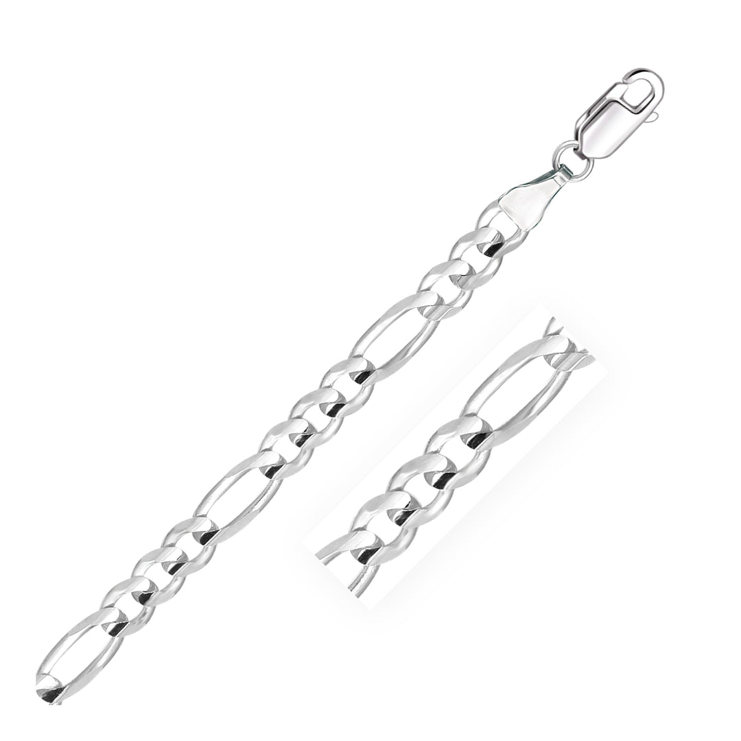 Brand New 14k White Gold Solid Figaro Bracelet (6.00 mm)