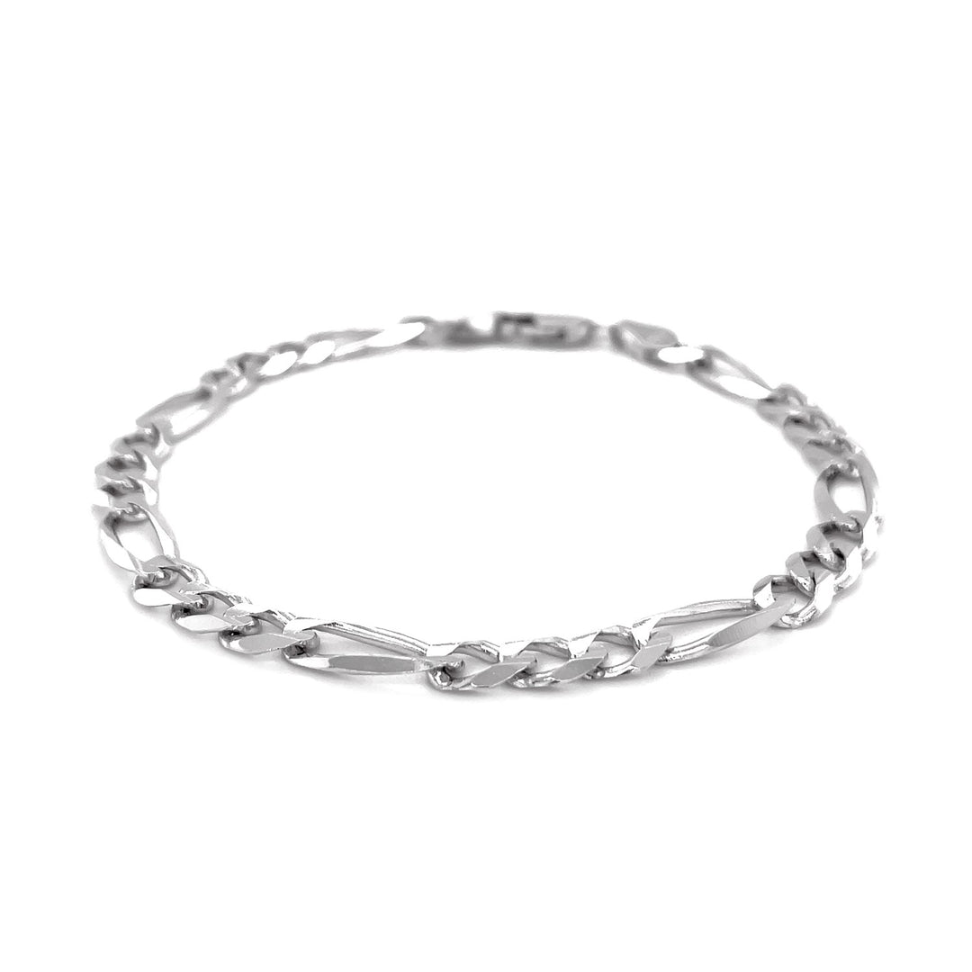 Brand New 14k White Gold Solid Figaro Bracelet (6.00 mm)