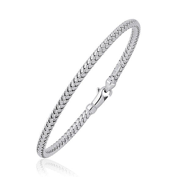 Brand New Fancy Weave Bangle in 14k White Gold (3.00 mm)