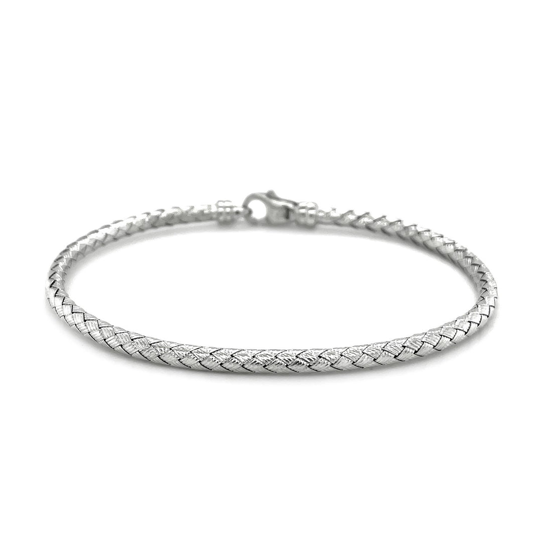 Brand New Fancy Weave Bangle in 14k White Gold (3.00 mm)