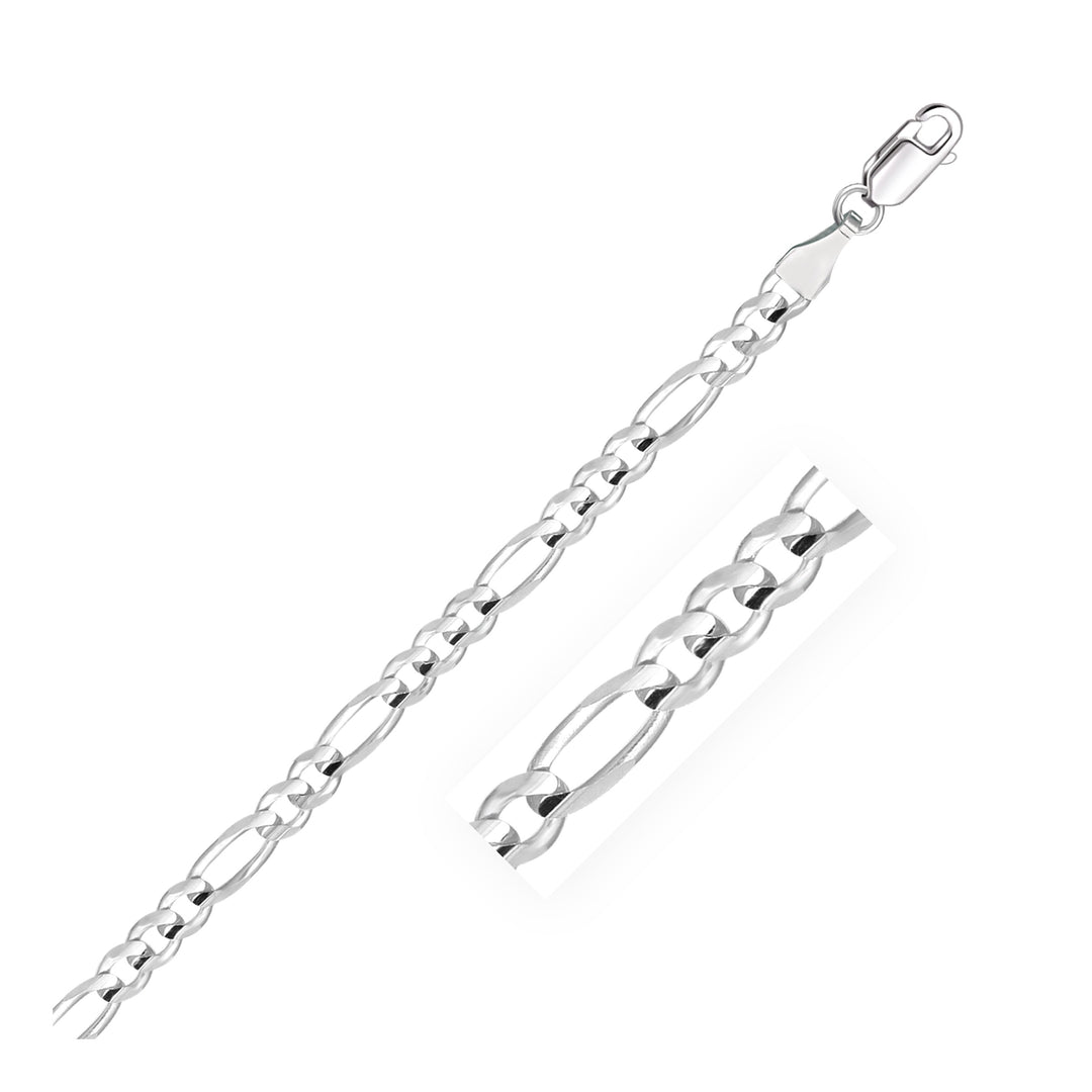 Brand New 14k White Gold Solid Figaro Bracelet (4.50 mm)