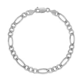 Brand New 14k White Gold Solid Figaro Bracelet (4.50 mm)