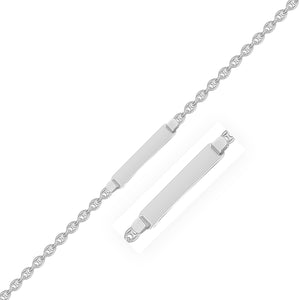 Brand New 14k White Gold Figaro Chain Fancy Children's ID Bracelet (3.30 mm)