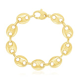 Brand New 14k Yellow Gold High Polish Lite Puffed Mariner Link Bracelet  (15.00 mm)