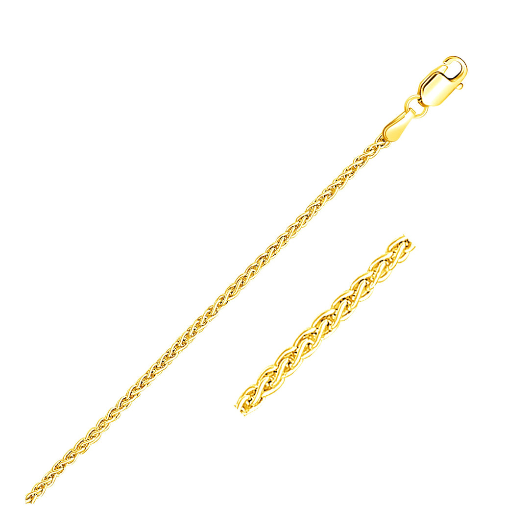 Brand New 14k Yellow Gold Round Wheat Chain (2.10 mm)