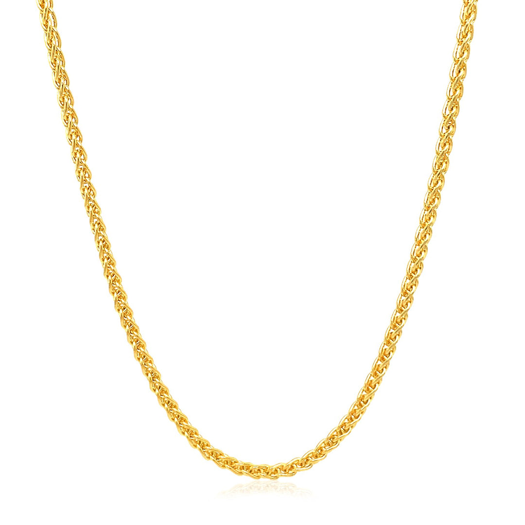 Brand New 14k Yellow Gold Round Wheat Chain (2.10 mm)