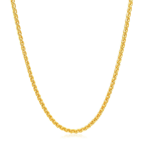 Brand New 14k Yellow Gold Round Wheat Chain (2.10 mm)