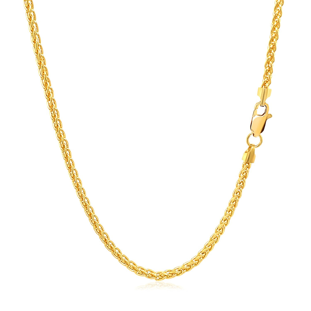 Brand New 14k Yellow Gold Round Wheat Chain (2.10 mm)