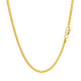 14k Yellow Gold Round Wheat Chain (2.1 mm)