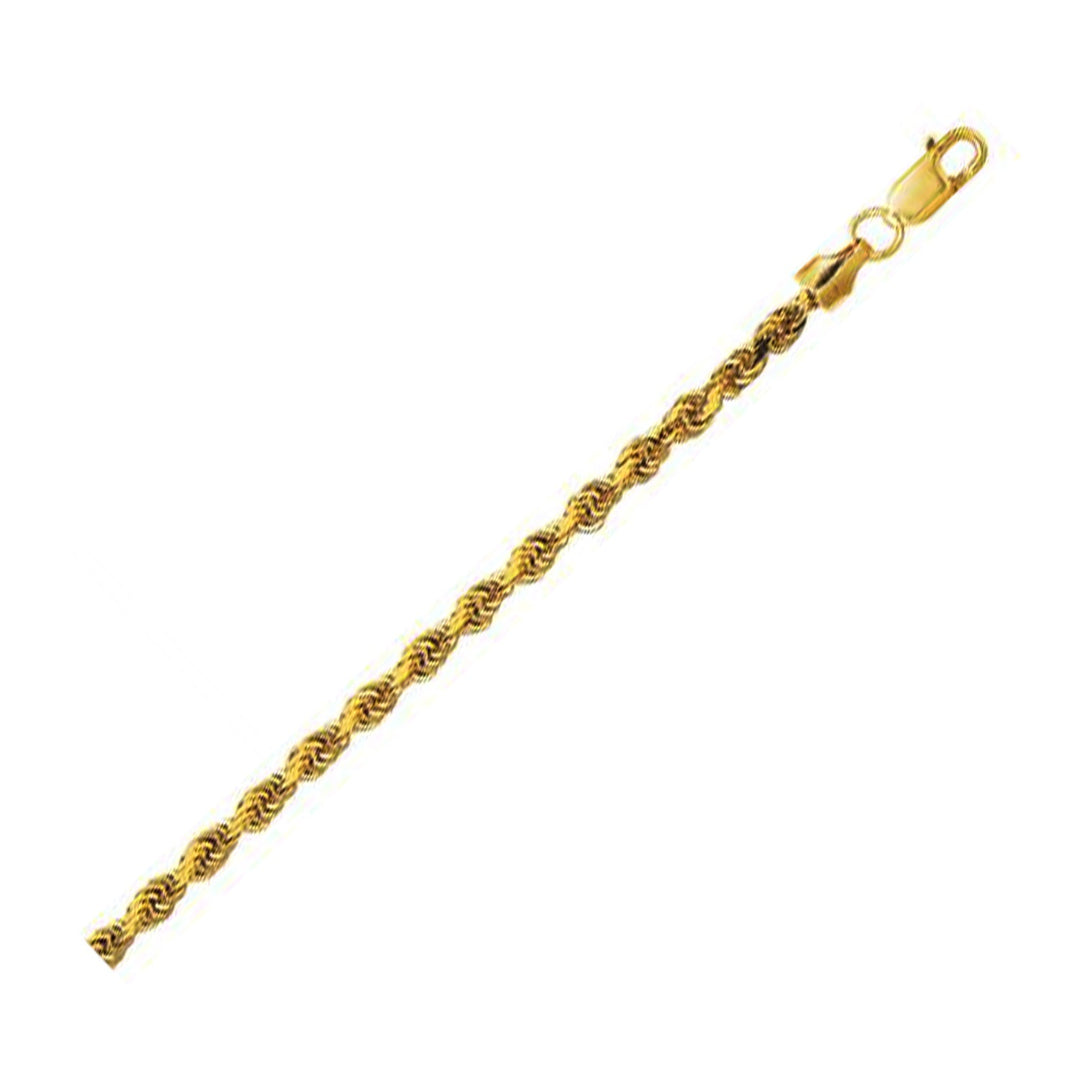 Brand New 10K Yellow Gold Lite Hollow Diamond Cut Rope Chain (3.20 mm)