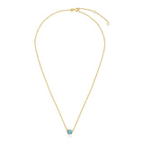 Brand New 14k Yellow Gold 17 inch Necklace with Round Blue Topaz