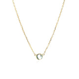 Brand New 14k Yellow Gold 17 inch Necklace with Round Blue Topaz