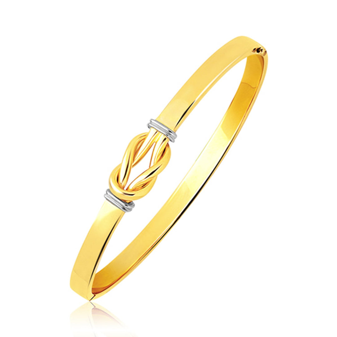 Brand New Intertwined Knot Slip On Bangle in 14k Two-Tone Gold (5.00 mm)