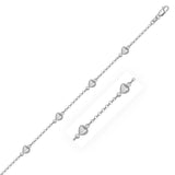 Brand New 14k White Gold Rolo Chain Bracelet with Puffed Heart Stations (3.30 mm)