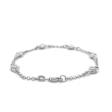 Brand New 14k White Gold Rolo Chain Bracelet with Puffed Heart Stations (3.30 mm)