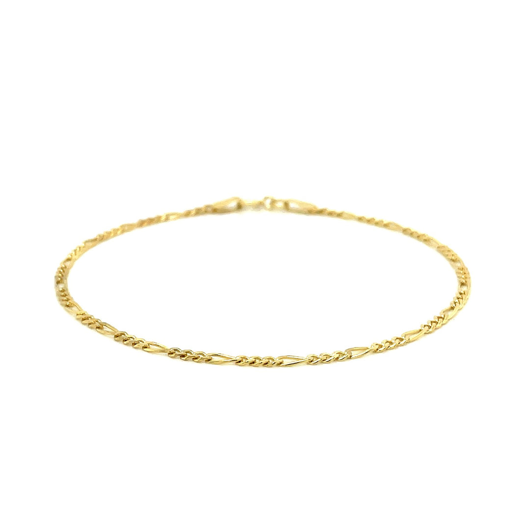 Brand New 14k Yellow Gold Figaro Bracelet (1.90 mm)