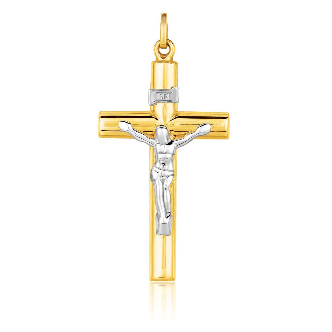 Brand New 14k Two Tone Gold Cross Pendant