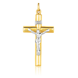 Brand New 14k Two Tone Gold Cross Pendant