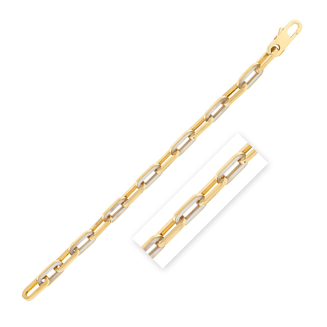 Brand New 14k Yellow Gold MOP Paperclip Gem Link Bracelet (7.00 mm)