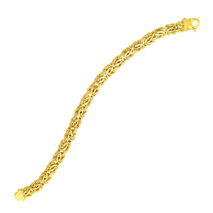 Brand New 14k Yellow Gold Byzantine Link Stylish Bracelet (9.00 mm)