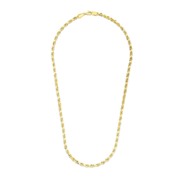 Brand New 14k Yellow Gold Solid Diamond Cut Rope Chain (3.50 mm)