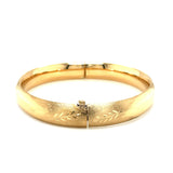 Brand New Classic Floral Carved Bangle in 14k Yellow Gold (10.00 mm)