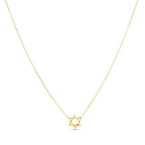 Brand New 14k Yellow Gold Star of David Necklace