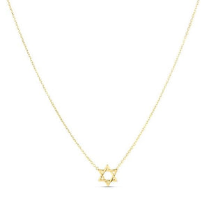 Brand New 14k Yellow Gold Star of David Necklace