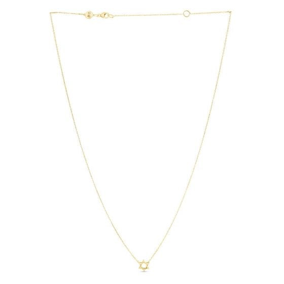 Brand New 14k Yellow Gold Star of David Necklace