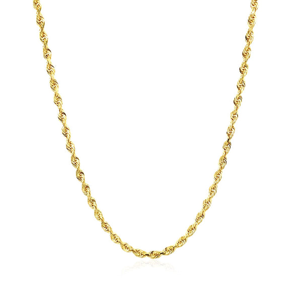 Brand New 14k Yellow Gold Solid Diamond Cut Rope Chain (2.50 mm)