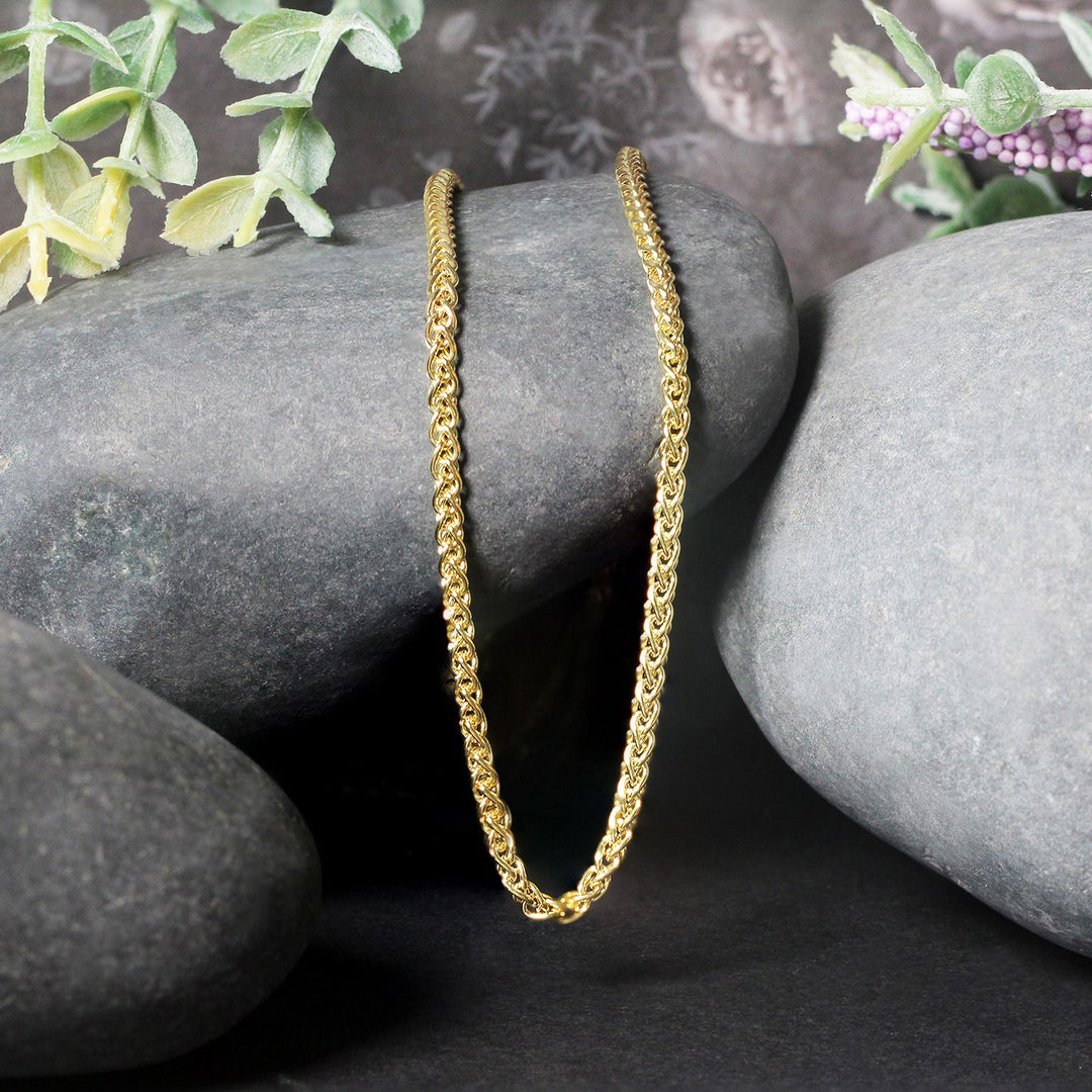 Brand New 14k Yellow Gold  Light Weight Wheat Chain (2.40 mm)