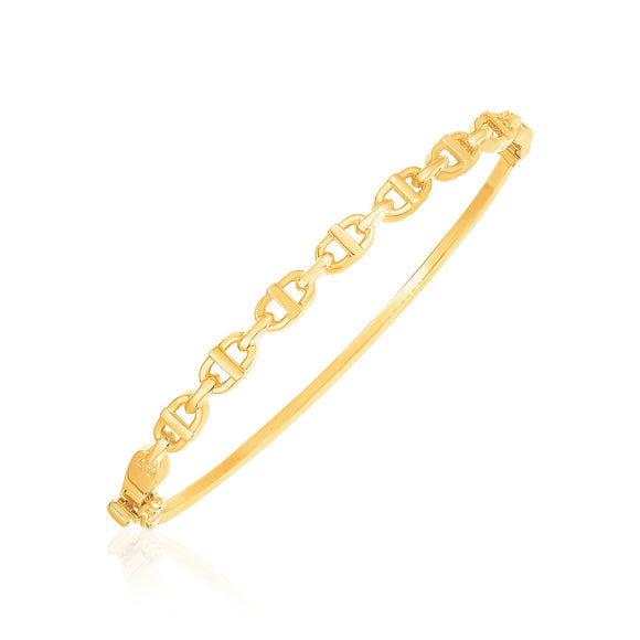 Brand New 14k Yellow Gold High Polish Puffed Mariner Bangle (5.70 mm)