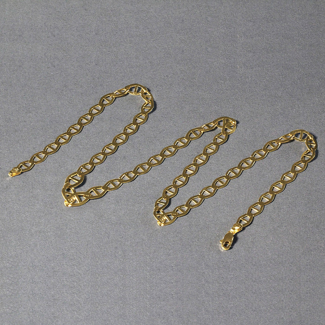 Brand New 14k Yellow Gold Mariner Link Chain (6.30 mm)