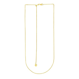 Brand New 14k Yellow Gold Adjustable Wheat Chain (1.00 mm)