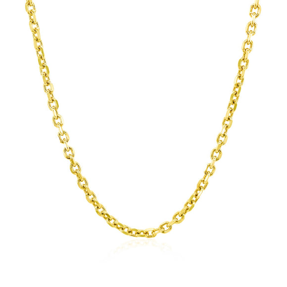 Brand New 14k Yellow Gold Diamond Cut Cable Link Chain (2.20 mm)