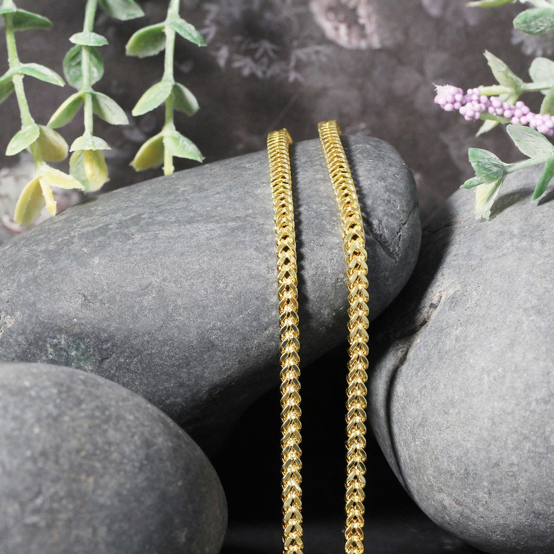 Brand New 14k Yellow Gold Light Weight Wheat Chain (3.20 mm)