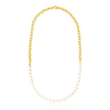 Brand New 14k Yellow Gold Oval Chain Necklace with Pearls