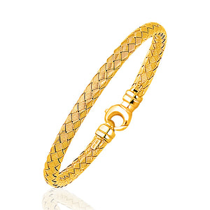 Brand New Fancy Weave Bangle in 14k Yellow Gold (5.00 mm)