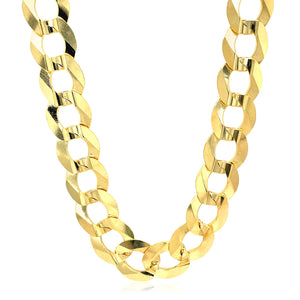 Brand New 14k Yellow Gold Solid Curb Chain (10.00 mm)