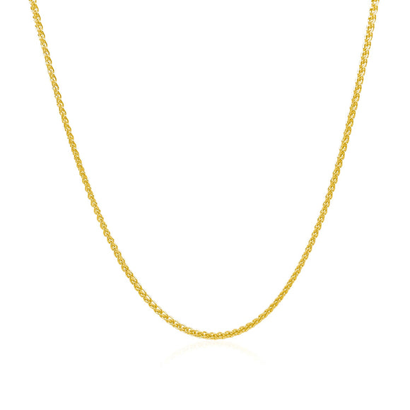 Brand New 14k Yellow Gold Diamond Cut Round Wheat Chain (1.20 mm)