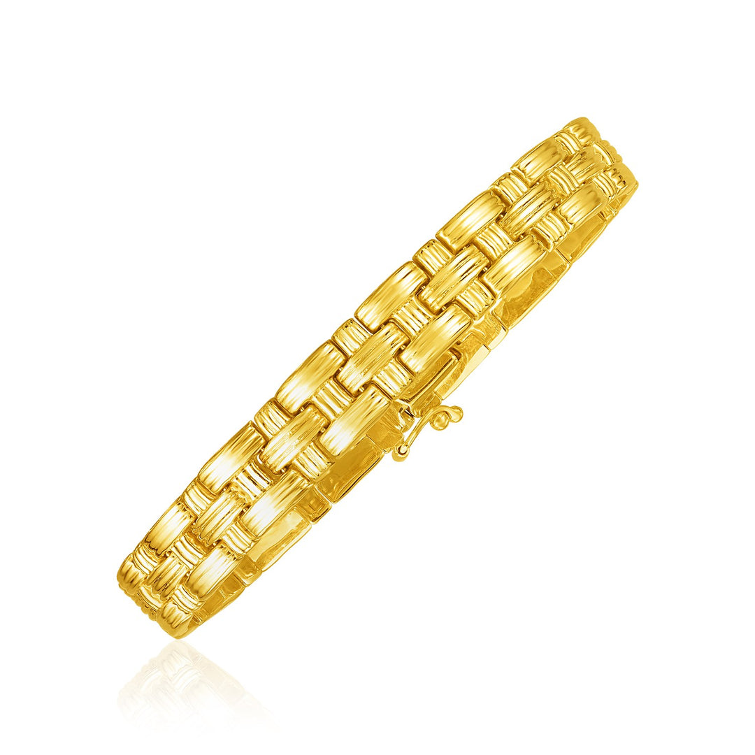 Brand New 14k Yellow Gold Basket Weave Bracelet