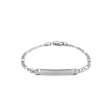 Brand New 14k White Gold Figaro Chain Fancy Childrens ID Bracelet (3.30 mm)