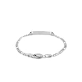 Brand New 14k White Gold Figaro Chain Fancy Childrens ID Bracelet (3.30 mm)