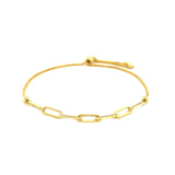 Brand New 14K Yellow Gold Adjustable Bracelet with Paperclip Chain (1.00 mm)