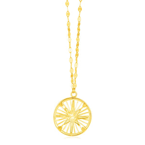 Brand New 14k Yellow Gold Necklace with Compass Pendant