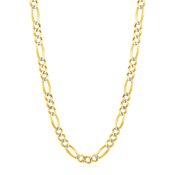 Brand New 14K Yellow Gold Solid Pave Figaro Chain (5.90 mm)